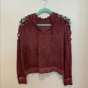 Threads 4 Thought Cropped Hoodie with cut out shoulders